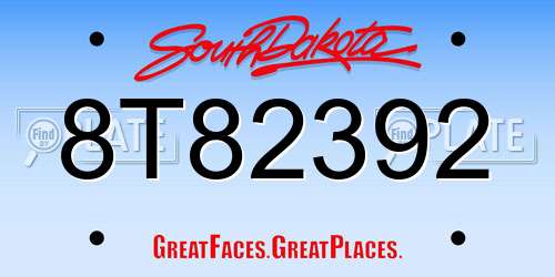 8T82392 South Dakota License Plate