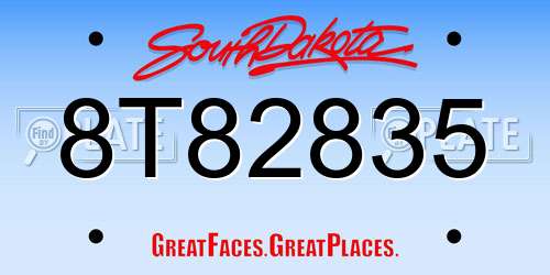 8T82835 South Dakota License Plate