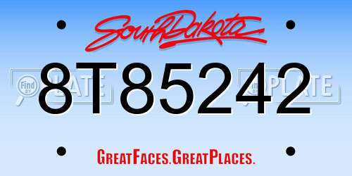 8T85242 South Dakota License Plate