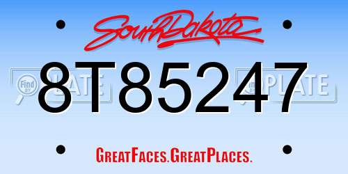 8T85247 South Dakota License Plate