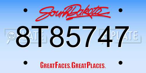 8T85747 South Dakota License Plate