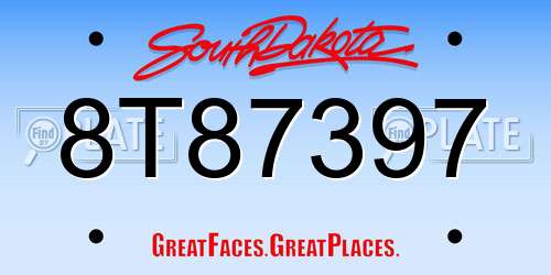 8T87397 South Dakota License Plate
