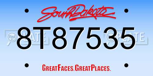 8T87535 South Dakota License Plate