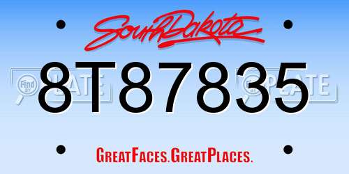 8T87835 South Dakota License Plate