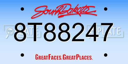 8T88247 South Dakota License Plate