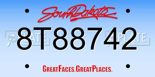 8T88742 South Dakota License Plate