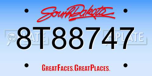 8T88747 South Dakota License Plate