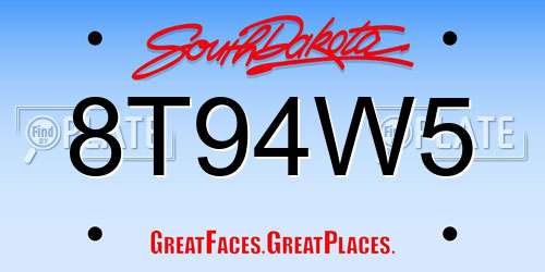 8T94W5 South Dakota License Plate