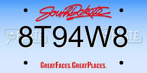 8T94W8 South Dakota License Plate