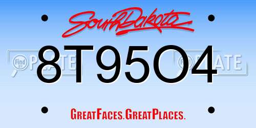 8T95O4 South Dakota License Plate