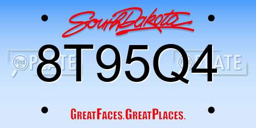 8T95Q4 South Dakota License Plate