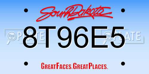 8T96E5 South Dakota License Plate