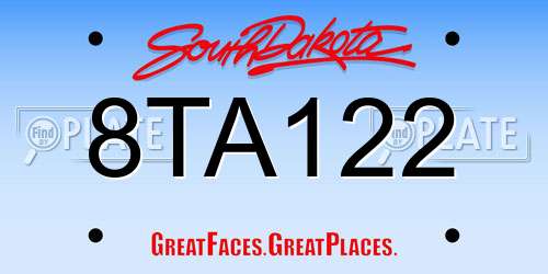 8TA122 South Dakota License Plate
