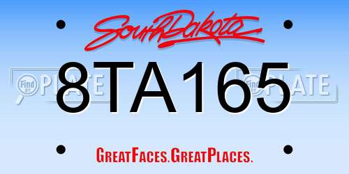 8TA165 South Dakota License Plate