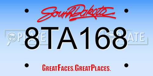 8TA168 South Dakota License Plate