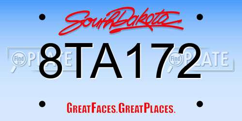 8TA172 South Dakota License Plate