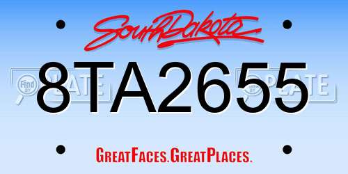 8TA2655 South Dakota License Plate