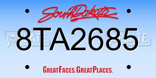 8TA2685 South Dakota License Plate