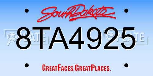8TA4925 South Dakota License Plate