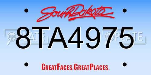 8TA4975 South Dakota License Plate