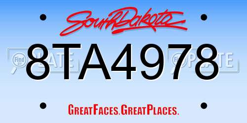 8TA4978 South Dakota License Plate