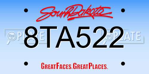 8TA522 South Dakota License Plate