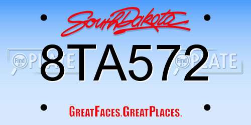 8TA572 South Dakota License Plate