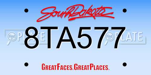 8TA577 South Dakota License Plate