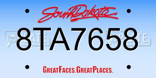 8TA7658 South Dakota License Plate