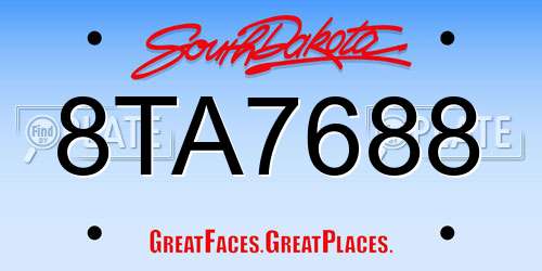 8TA7688 South Dakota License Plate