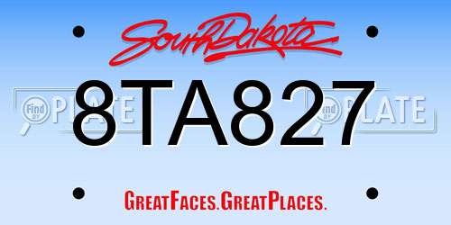 8TA827 South Dakota License Plate