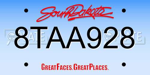 8TAA928 South Dakota License Plate