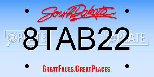 8TAB22 South Dakota License Plate