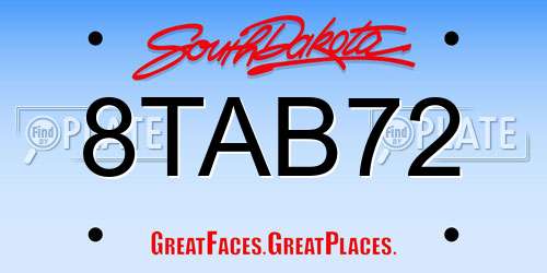 8TAB72 South Dakota License Plate