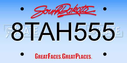 8TAH555 South Dakota License Plate