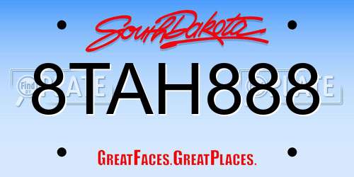 8TAH888 South Dakota License Plate