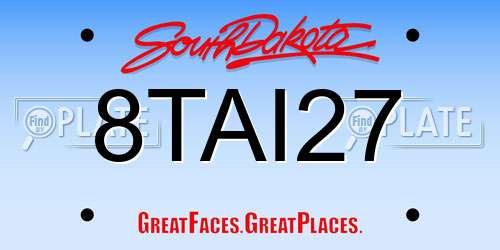 8TAI27 South Dakota License Plate
