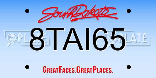 8TAI65 South Dakota License Plate