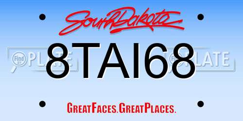 8TAI68 South Dakota License Plate