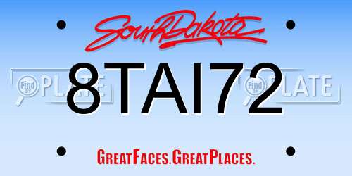 8TAI72 South Dakota License Plate