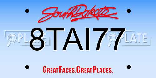 8TAI77 South Dakota License Plate