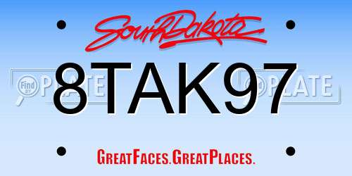 8TAK97 South Dakota License Plate