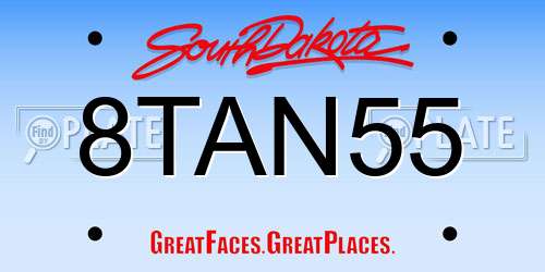 8TAN55 South Dakota License Plate