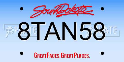 8TAN58 South Dakota License Plate