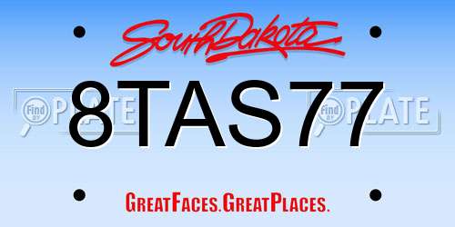 8TAS77 South Dakota License Plate