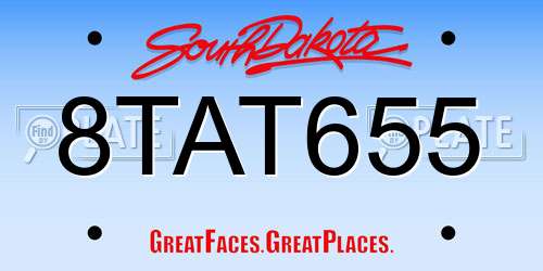 8TAT655 South Dakota License Plate