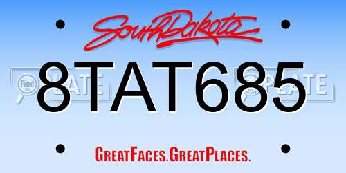8TAT685 South Dakota License Plate