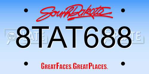8TAT688 South Dakota License Plate