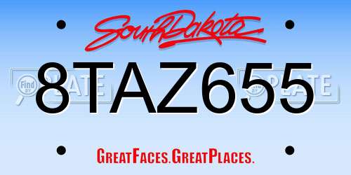 8TAZ655 South Dakota License Plate