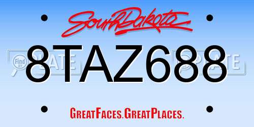 8TAZ688 South Dakota License Plate